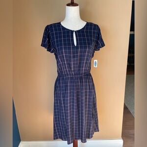 Old‎ Navy Womens Plaid Schoolgirl Dress Dark Academia Medium Fitted Waist Flare